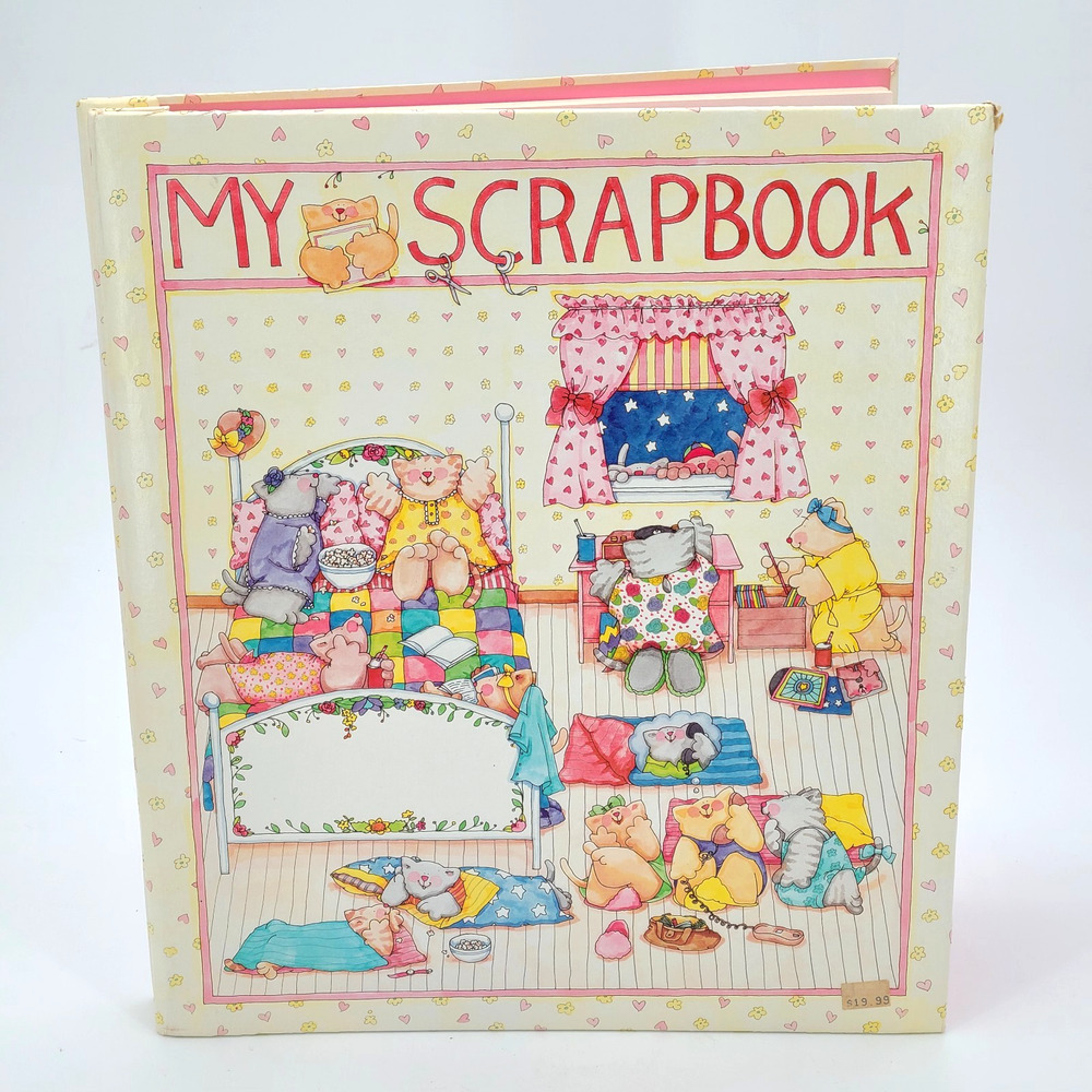 Vintage 1990s Kitty Cat Sleepover Scrapbook Sue Dreamer for CF Gibson 11" x 14"